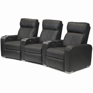 Home Cinema Seating (4 Seater Black Leather)