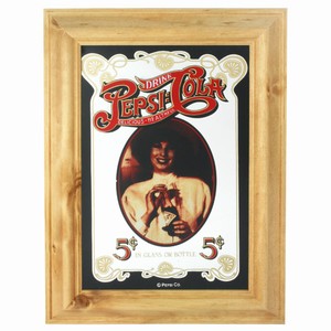 Pepsi-Cola Lady Bar Mirror (Pine Frame)