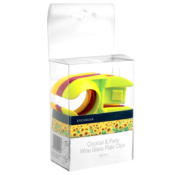 Cocktail & Party Wine Glass Plate Clips Colours Barmans.co.uk