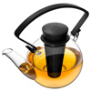 QDO Glass Infuser Teapot with Clip Handle Black 1ltr