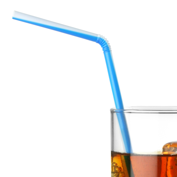 Striped Bendy Straws 9.5inch Blue & White Drinking Straws Plastic