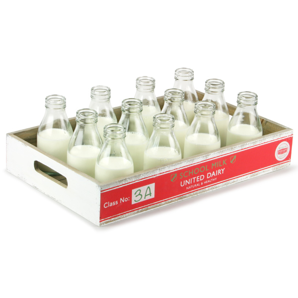 Vintage School Milk Produce Tray Milk Bottle Tray Drinks Tray Wooden