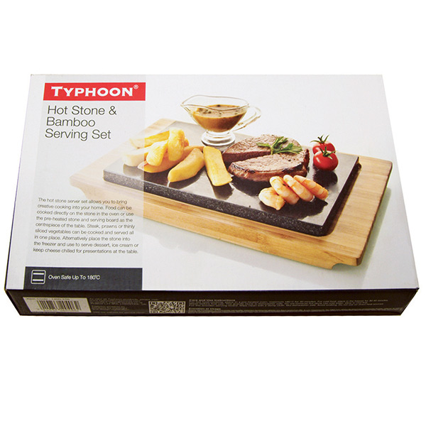 Typhoon Hot Stone & Bamboo Serving Set Table Food Warmer Buy at Barmans