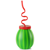 Plastic Watermelon Cup with Krazy Straw 14.4oz / 410ml