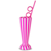 Plastic Cabana Stripe Milkshake Cup with Krazy Straw 19.4oz / 550ml