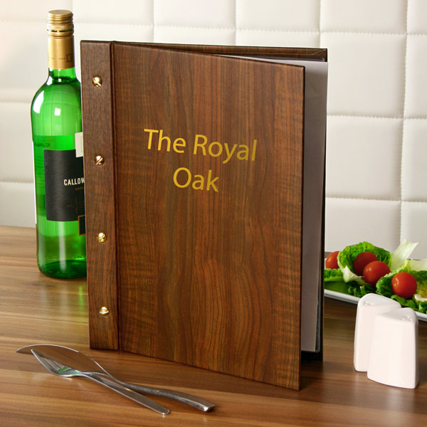 Custom Wood Effect Menu Covers A4 Customised Menu Cover Personalised