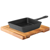 Utopia Cast Iron Skillet Pan & Square Acacia Wooden Board