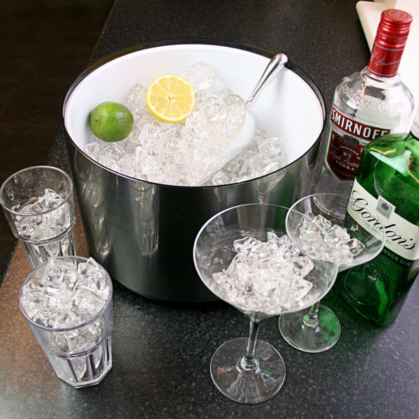 Plastic Ice Buckets Brushed Aluminium Effect Large Ice Bucket Ice