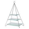 Pyramid 3 Tier Rectangular Cake Stand with Glass Plates