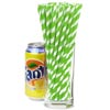 Green & White Striped Paper Straws 8inch