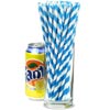 Blue Striped Paper Straws 8inch