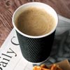 Kraft Black Ripple Disposable Paper Coffee Cups 12oz / 340ml